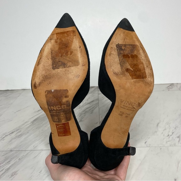 Vince D’Orsay Pointy Toe Black Suede Pump 7 1/2 M - Picture 14 of 15
